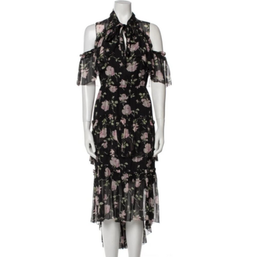 🌸 Ulla Johnson Marion Silk Chiffon Hi-Low Dress | Pink Rose Floral Whimsigoth S